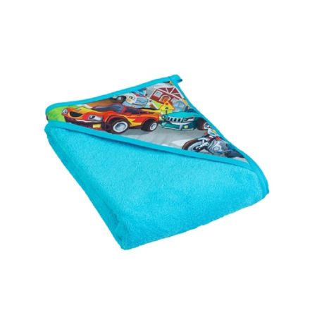 Prosop de baie cu gluga Cars, 100x100cm, Albastru, Tega Baby