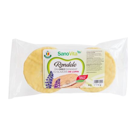 Rondele din orez expandat cu glazura de Lupin, 75 G, Sanovita