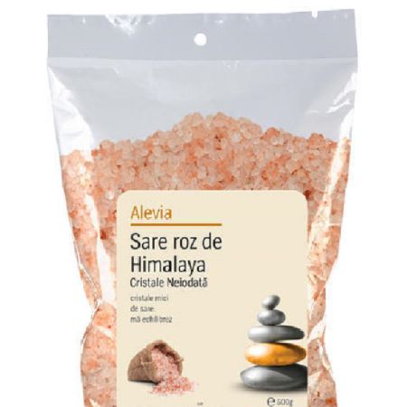 Sare roz de Himalaya cristale neiodate, 500 gr, Alevia