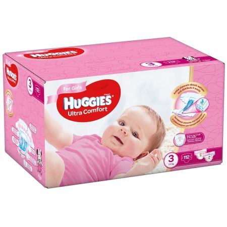 Scutece Girl Ultra Comfort Nr. 3, 5 -9 Kg, 112 bucati, Huggies    