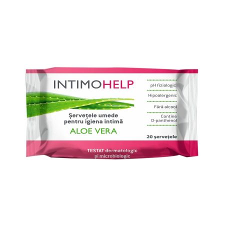 Servetele umede pentru igiena intima cu Aloe Vera IntimoHelp, 20 bucati, Zdrovit