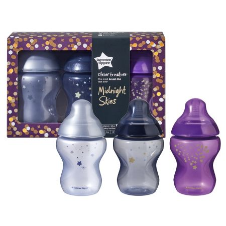 Set 3 biberoane cer instelat 0 luni+, 260 ml, Tommee Tippee