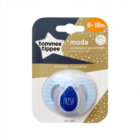 Suzeta ortodontica Moda Fresh Blue, 6-18 luni, Tommee Tippee