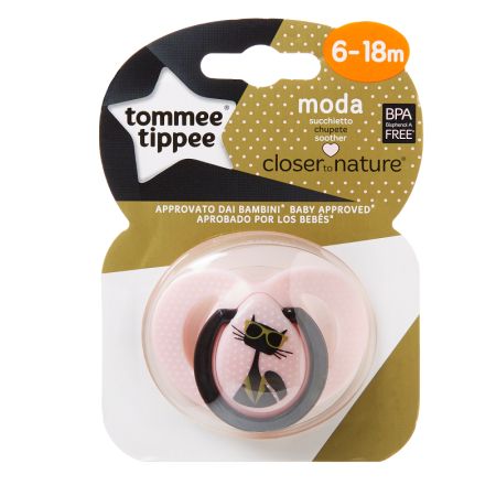 Suzeta ortodontica Moda, TT0164-Roz cu pisica, 6-18 luni, Tommee Tippee