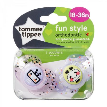 Suzete Ortodontice de zi Fun Style, 18-36 luni 2 buc, TT0150 Robotel galben, Tommee Tippee