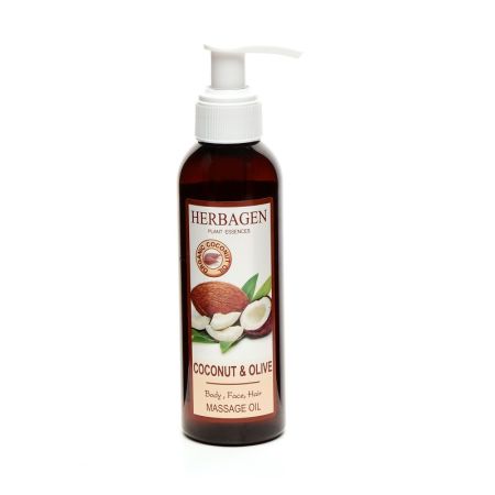 Ulei de masaj cu cocos organic si maslin, 150  ml, Herbagen