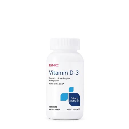 Vitamina D3 50 mc 2000 IU, 180 tablete, GNC