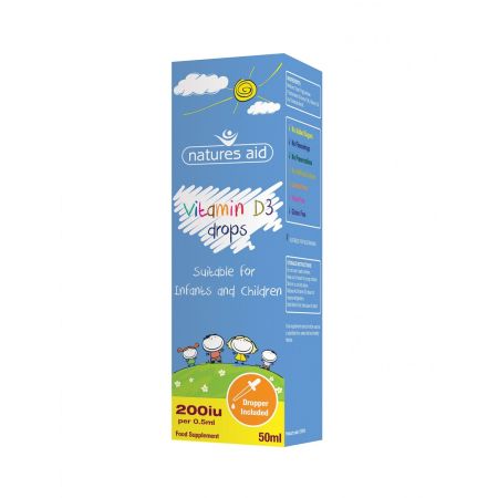 Vitamina D3 picaturi pentru bebelusi si copii, 50 ml, Natures Aid