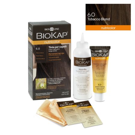 Vopsea permanenta pentru par 6.0 Blond Tabac  Nutricolor, 140 ml, Biokap