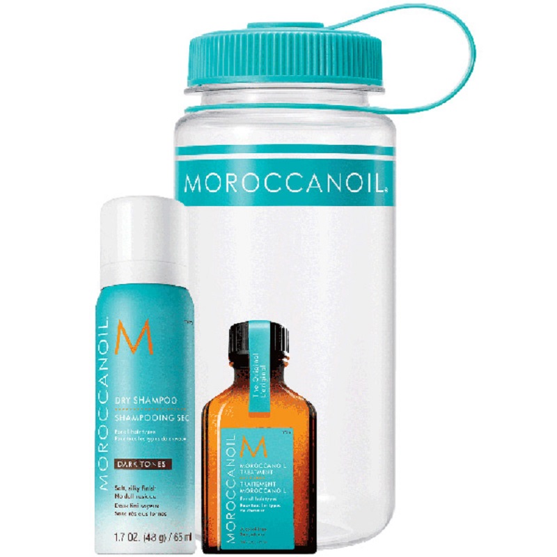 Set Sampon uscat pentru par inchis la culoare, 65 ml si Ulei tratament, 25 ml, Moroccanoil