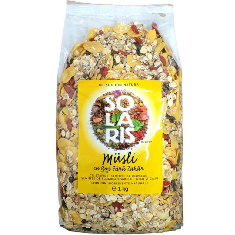 Musli cu Goji fara zahar, 1 kg, Solaris