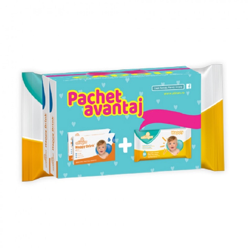 Oferta Pachet 2 bucati Alinan Happy Drink plus servetele, Happy