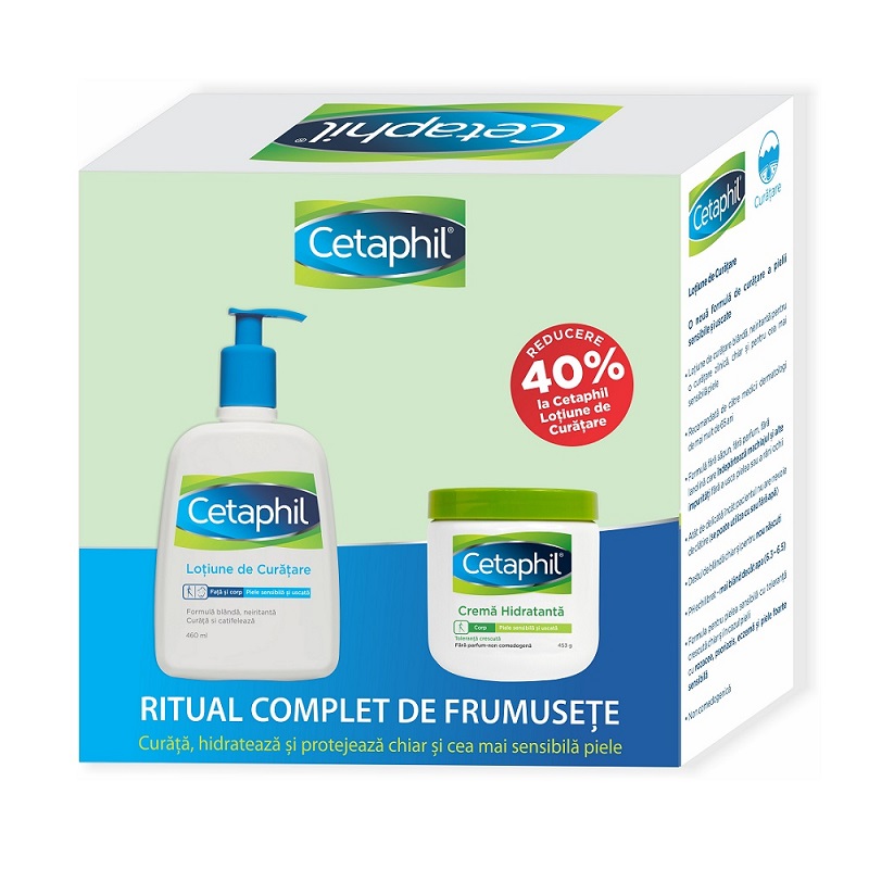 Oferta Pachet Cetaphil Lotiune de curatare, 460 ml + Crema hidratanata, 453 ml, Galderma