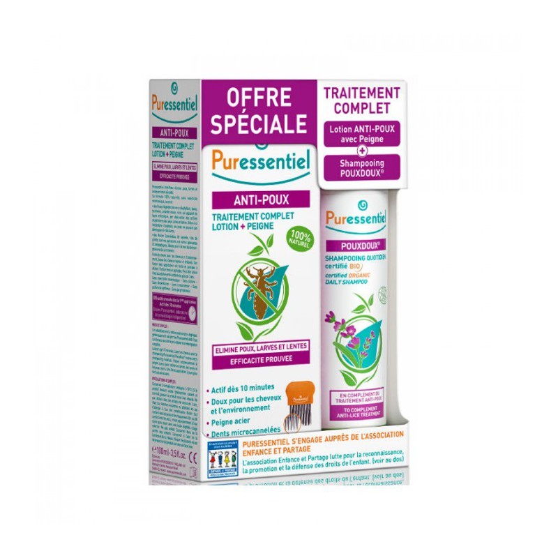 Pachet Tratament Complet Anti-Paduchi, 100 ml + Sampon, 200 ml si Pieptane Anti-Lice, Puressentiel