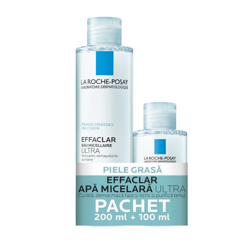 Pachet apa micelara Effaclar ultra, 200+100 ml, La Roche Posay