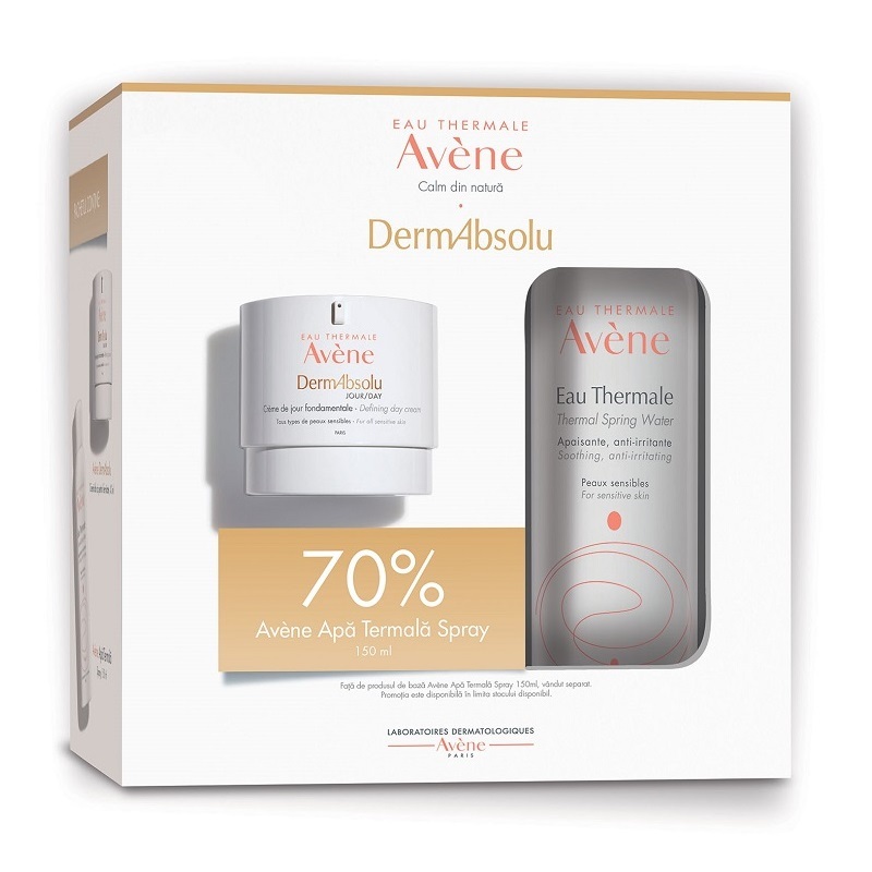 Pachet Crema de zi pentru fermitate DermAbsolu, 40 ml + Apa termala spray, 150 ml, Avene