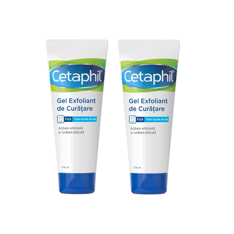 Pachet Gel de curatare exfoliant Cetaphil, 178 ml + 178 ml, Galderma