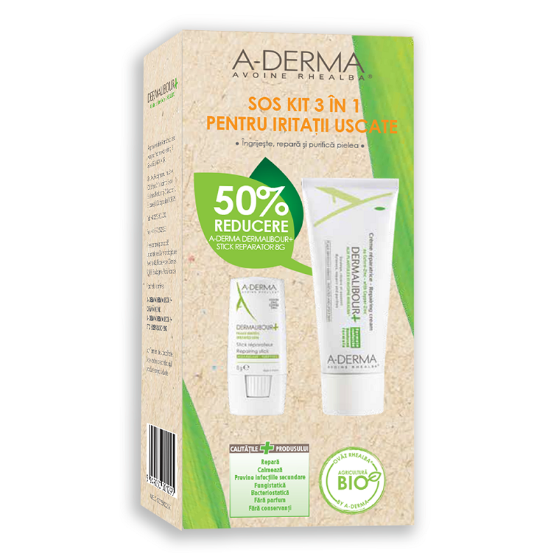 Pachet Stick anti-iritatii Dermalibour+, 8 g + Crema anti-iritatii Dermalibour+, 50 ml, A-Derma