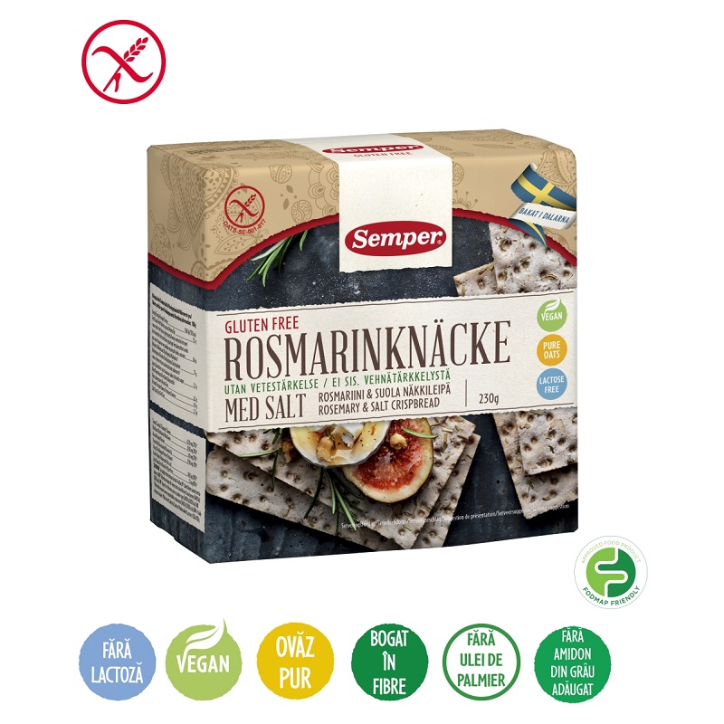 Paine subtire crocanta cu rozmarin si sare, 5670, 230g, Semper