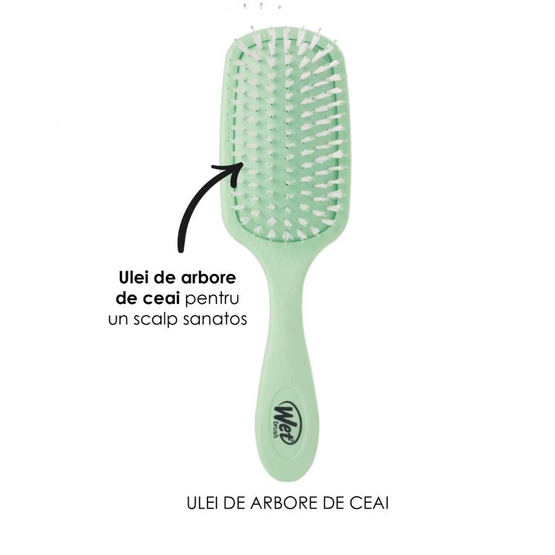 Perie de par infuzata cu ulei de arbore de ceai Go Green Treatment and Shine Brush-Te, Wet Brush