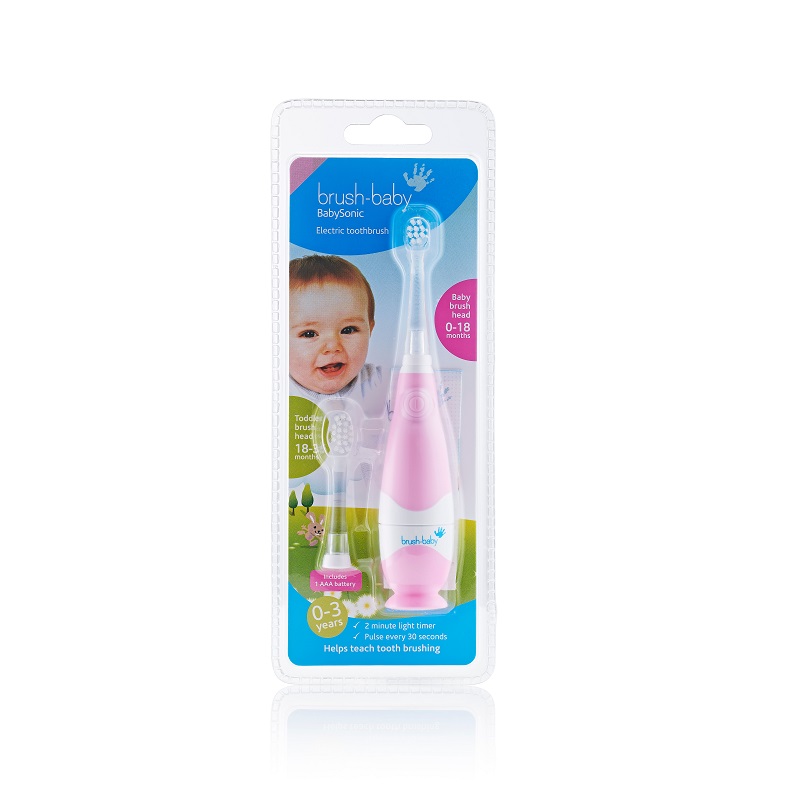 Periuta de dinti electrica BabySonic, roz, 0-3 ani, Brush Baby