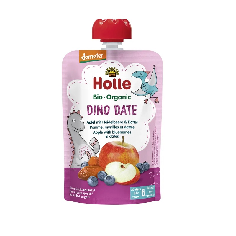 Piure de mere, curmale si afine, 100 gr, Holle Baby Food