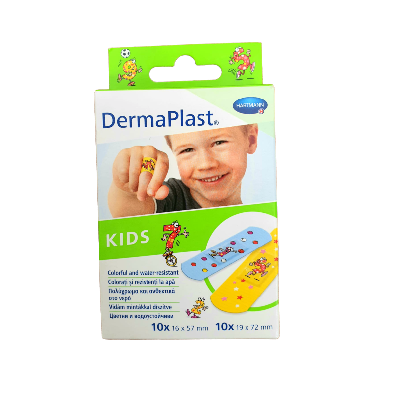 Plasturi Kids colorati, 16x57mm/19x72mm, 10 buc, Dermaplast