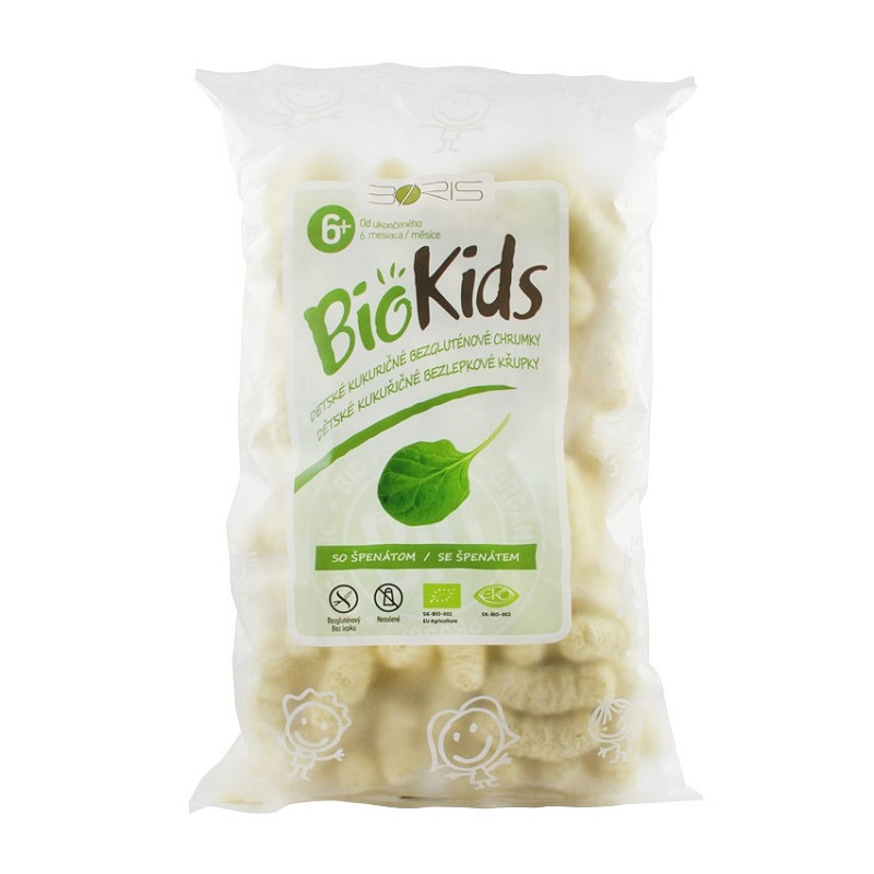 Pufuleti Bio cu spanac, 55 g, Biokids