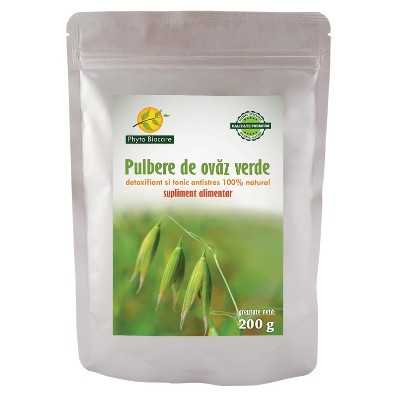 Pulbere de ovaz verde, 200 gr, Phyto Biocare