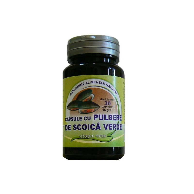 Capsule cu pulbere de scoica verde, 30 capsule, Herbal Sana