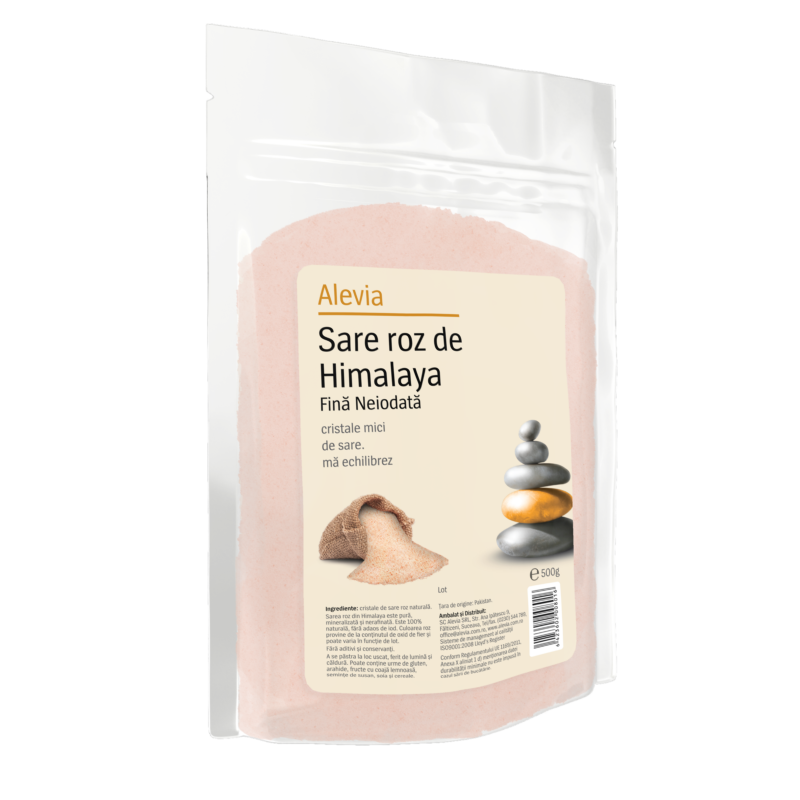 Sare roz de Himalaya fina neiodata, 500 gr, Alevia