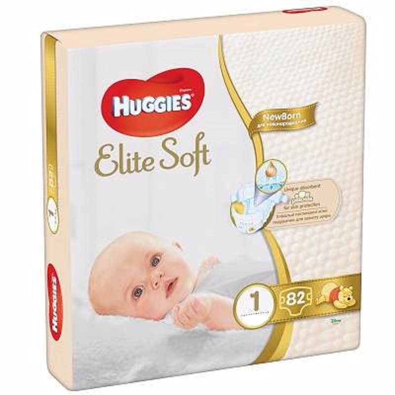 Scutece Elite Soft Nr. 1, 3-5 kg, 82 bucati, Huggies 