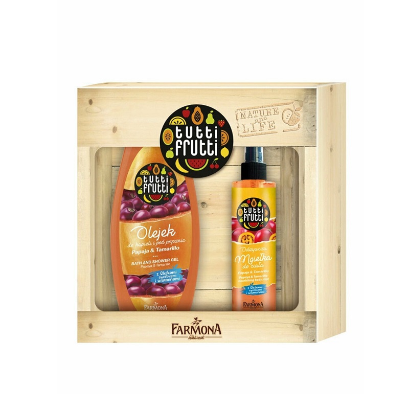 Set Tutti Frutti Gel de dus 425 ml si Spray hidratant de corp 200 ml, Papaya si Tamarillo, 09826N, Farmona