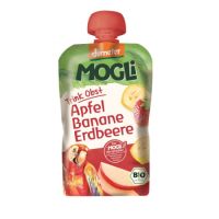 Piure din fructe cu capsuni, banane si mere, 100 g, Mogli