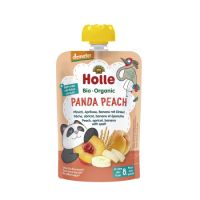 Piure Bio din piersici, caise si banane cu fulgi de grau, 100 gr, Holle