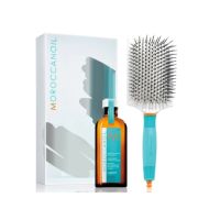 Pachet Tratament light pentru par fin sau blond, 100 ml + Perie de par, Moroccanoil