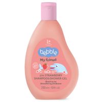 Sampon si gel de dus 2 in 1 cu aroma de capsune, +12 luni, 250 ml, Bebble
