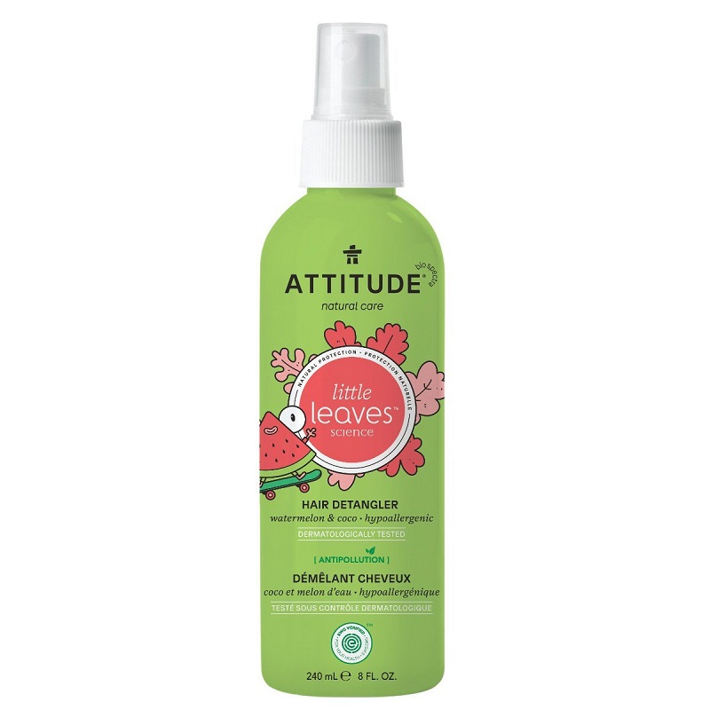 Solutie pentru descalcirea parului cu pepene si cocos, BabyLeaves, 240 ml, Attitude