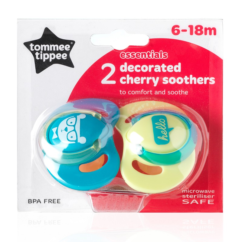 Suzeta Basics Latex Cherry, TT0143, 6-18 luni, Albastru/Galben, Tommee Tippee