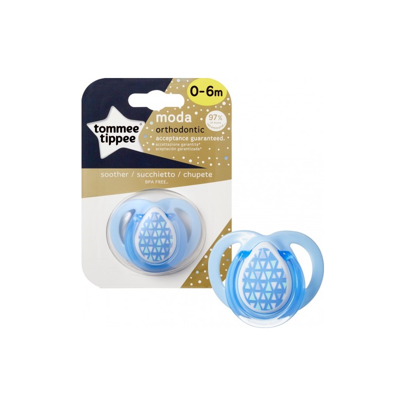 Suzeta ortodontica Moda Blue, 0-6 luni, TT0157, Tommee Tippee