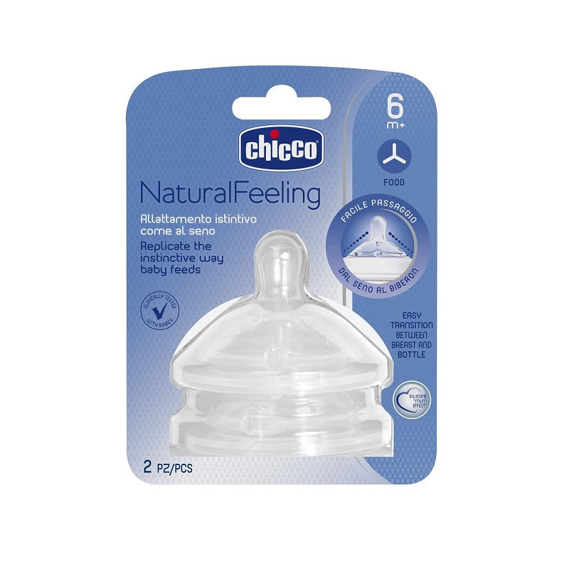 Tetina din silicon Natural Feeling pentru hrana groasa, Step up, 8105720, Chicco