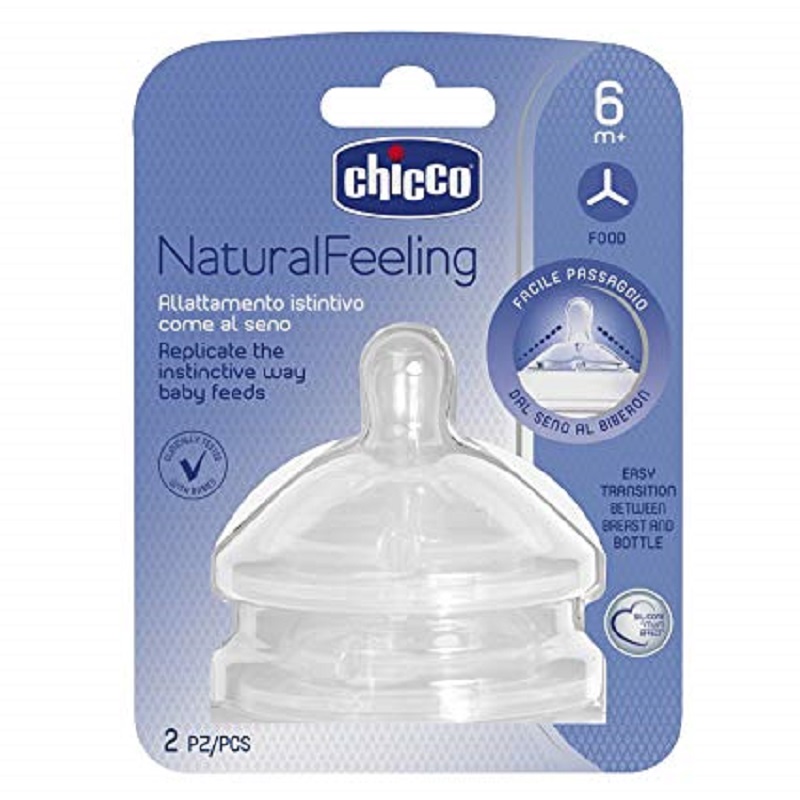 Tetina silicon cu flux rapid Natural Feeling, 2buc, 6 luni+, Chicco 