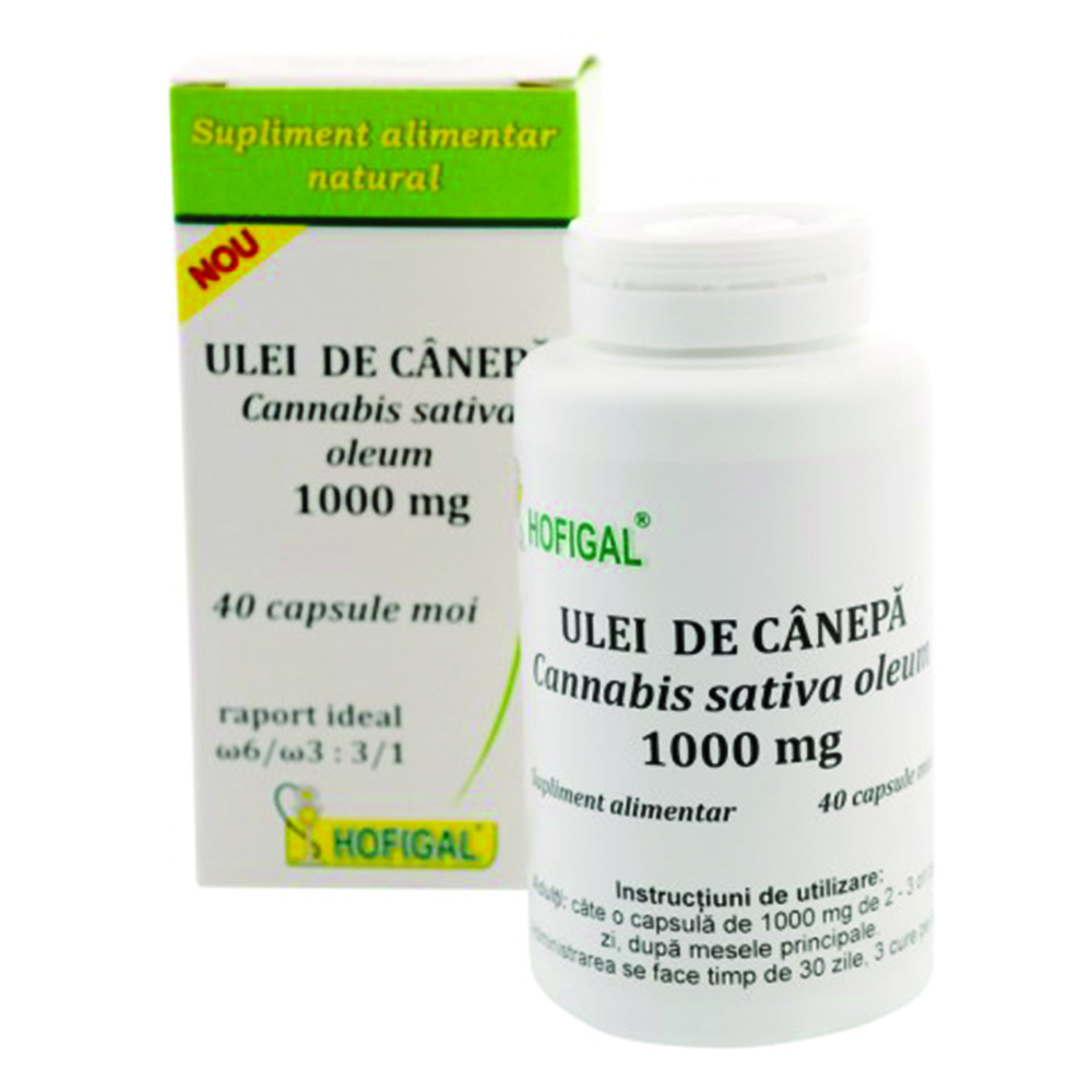 Ulei de canepa 1000mg, 40 capsule, Hofigal