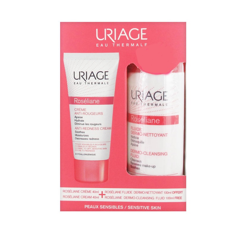 Oferta  pachet Roseliane, Crema anti-roseata 40 ml + Fluid demachiant 100ml, Uriage