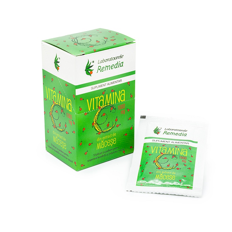 Vitamina C cu macese, 1000mg, 10 plicuri, Remedia