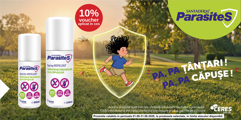 Promotie cu 10% voucher aplicat in cos la Santaderm Parasites