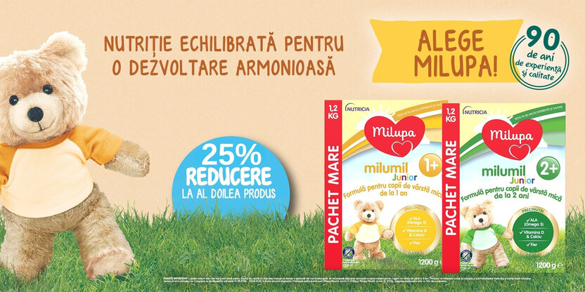 Promotie cu 25% reducere la al doilea produs Milumil